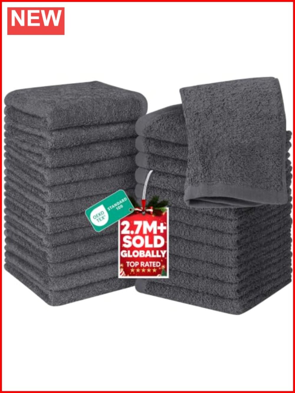 24 Pack Cotton Washcloths 12x12 Inch Absorbent Soft Spa Gym Bath Towel Set